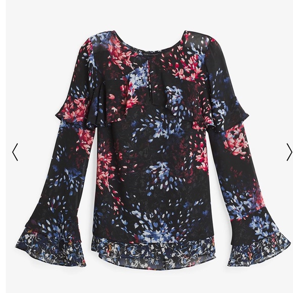 WHBM Floral Flounce Blouse - Picture 4 of 6